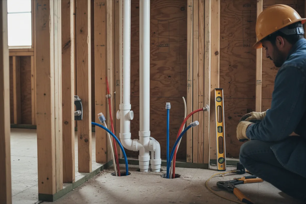 Drain and supply rough-in during Drain Cleaning in Cumberland